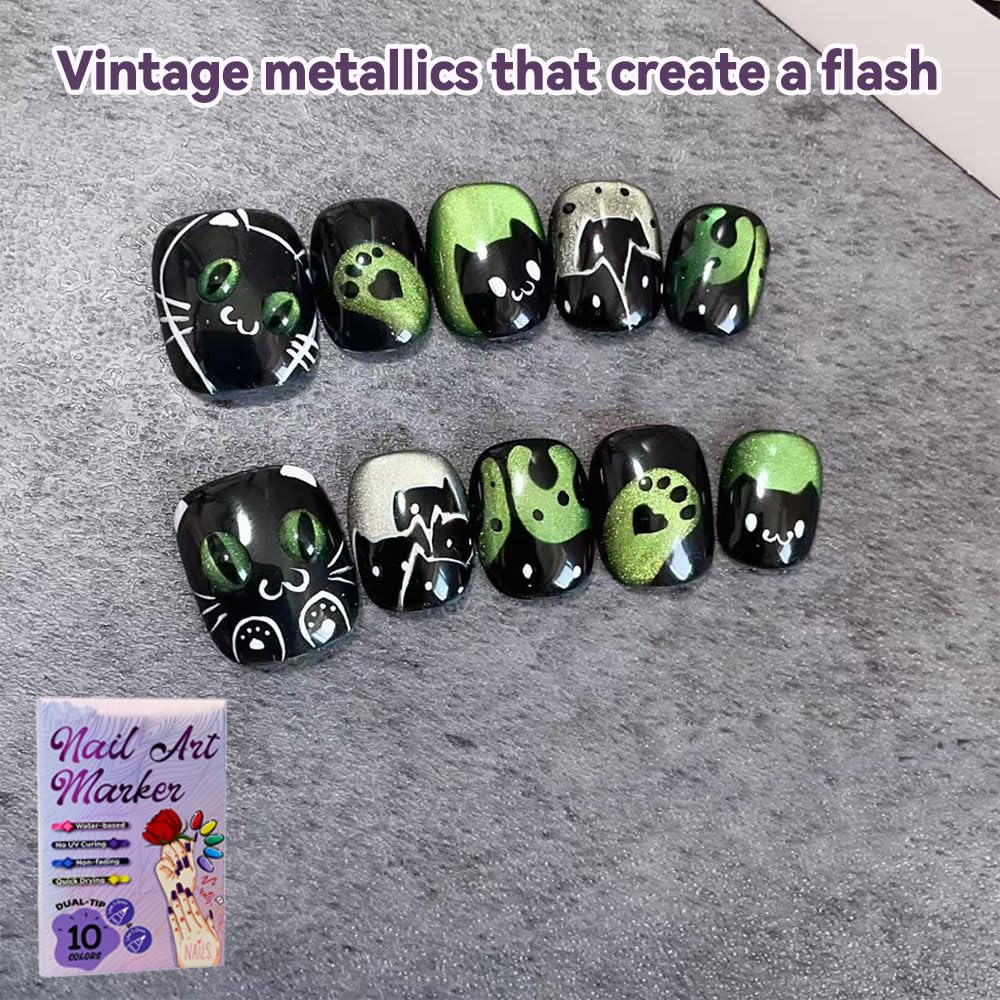 Generic Colors Nail Art Pens display vibrant swatches for bold, single-stroke color.