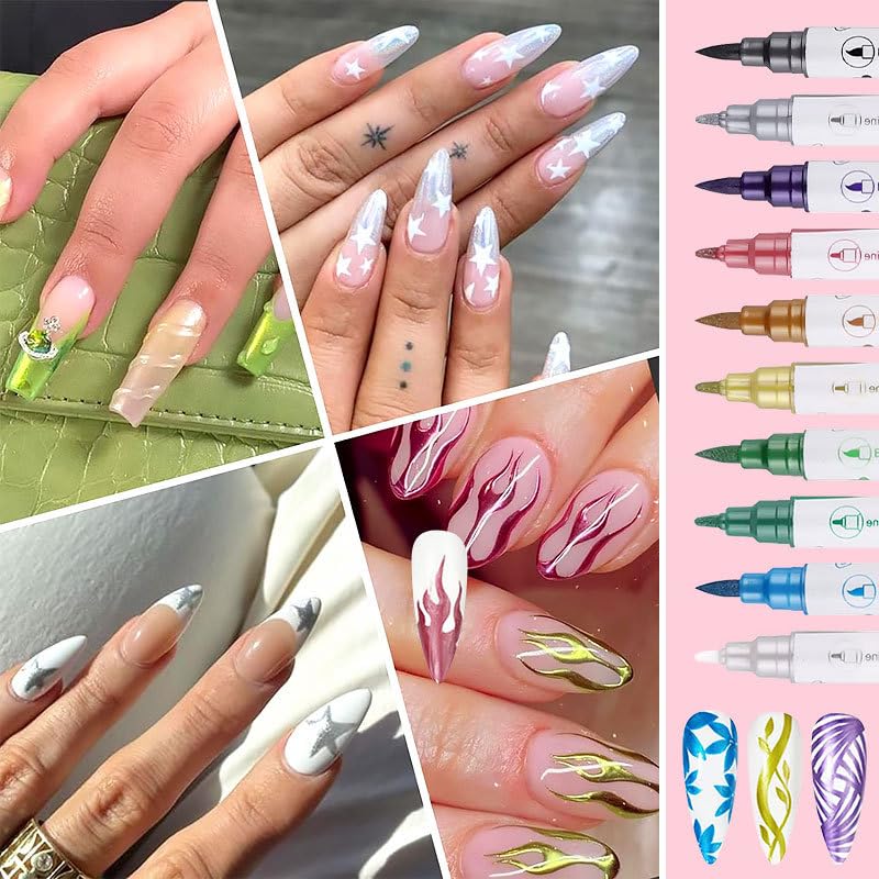 Generic Colors Nail Art Pens packaging shows contents and easy-to-follow guide.