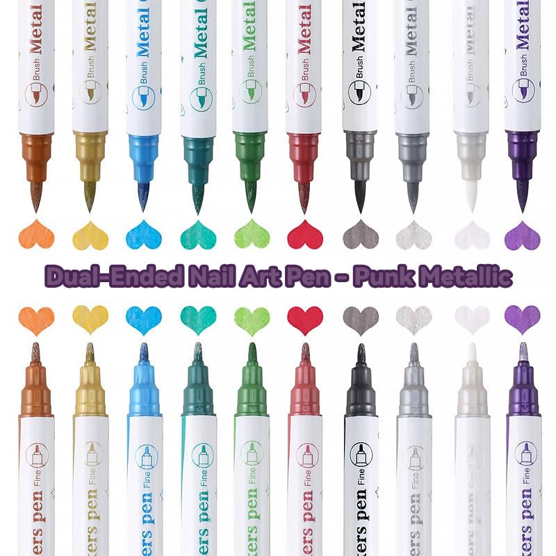 Generic Colors Nail Art Pens set features 12 bold hues for creative designs.