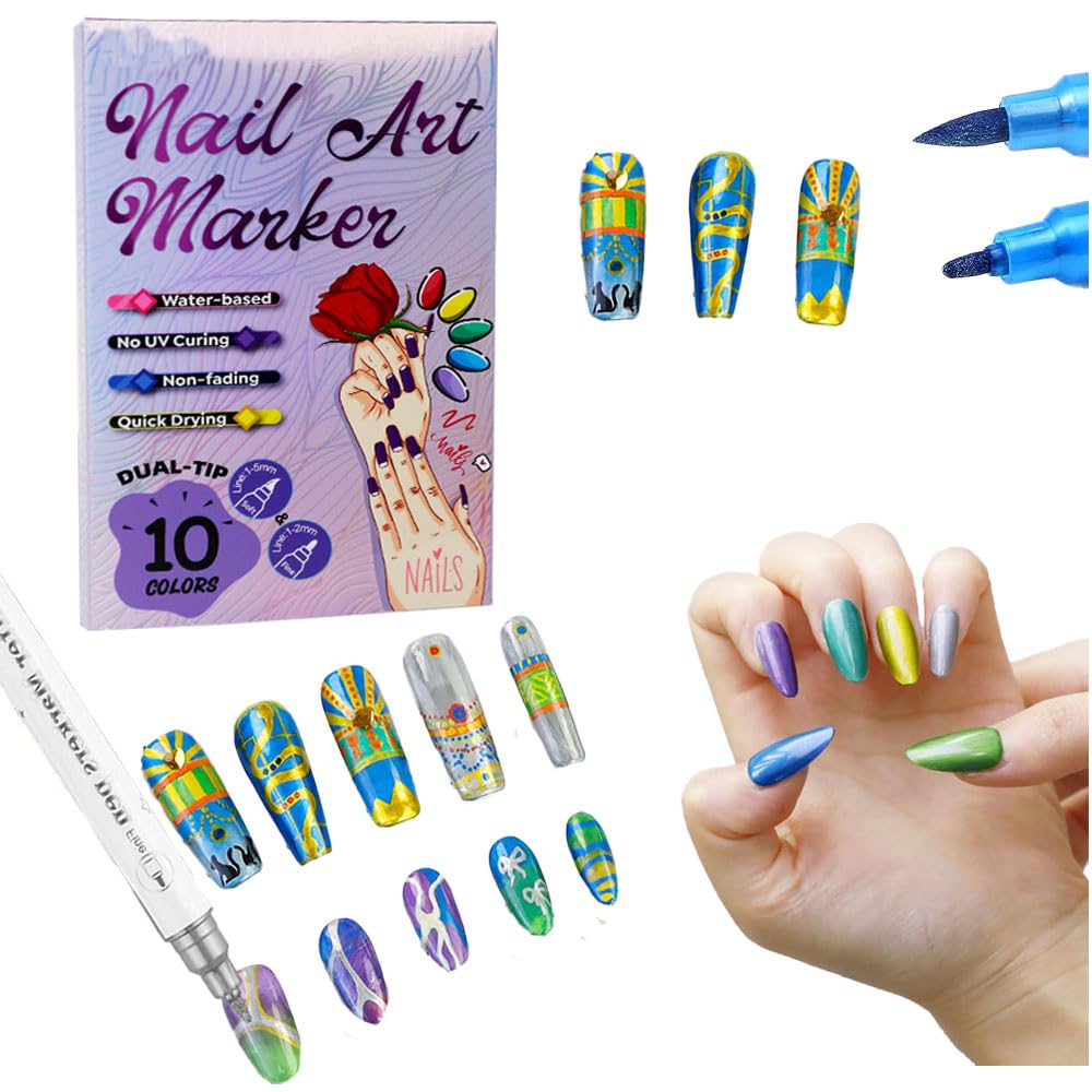 Generic Colors Nail Art Pens Set close-up tip enables precise micro-details.