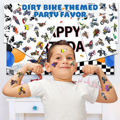 Generic dirt bike racing tattoos sheet 2 showcases bold riders for face art.