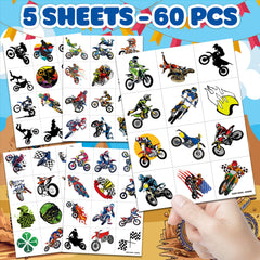 Generic dirt bike racing tattoos sheet 3 offers playful designs for decor.