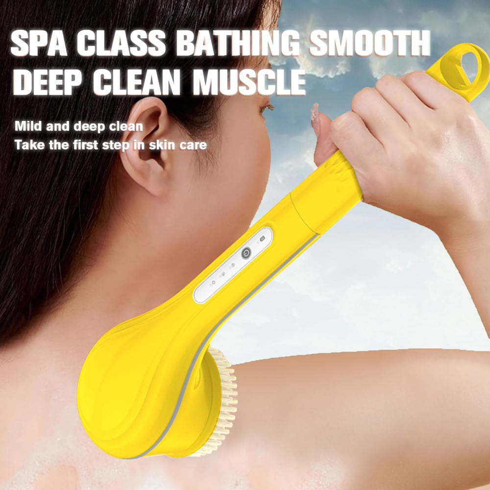 Back-scrubber head from Generic Electric Body Brush Set reaches mid-back