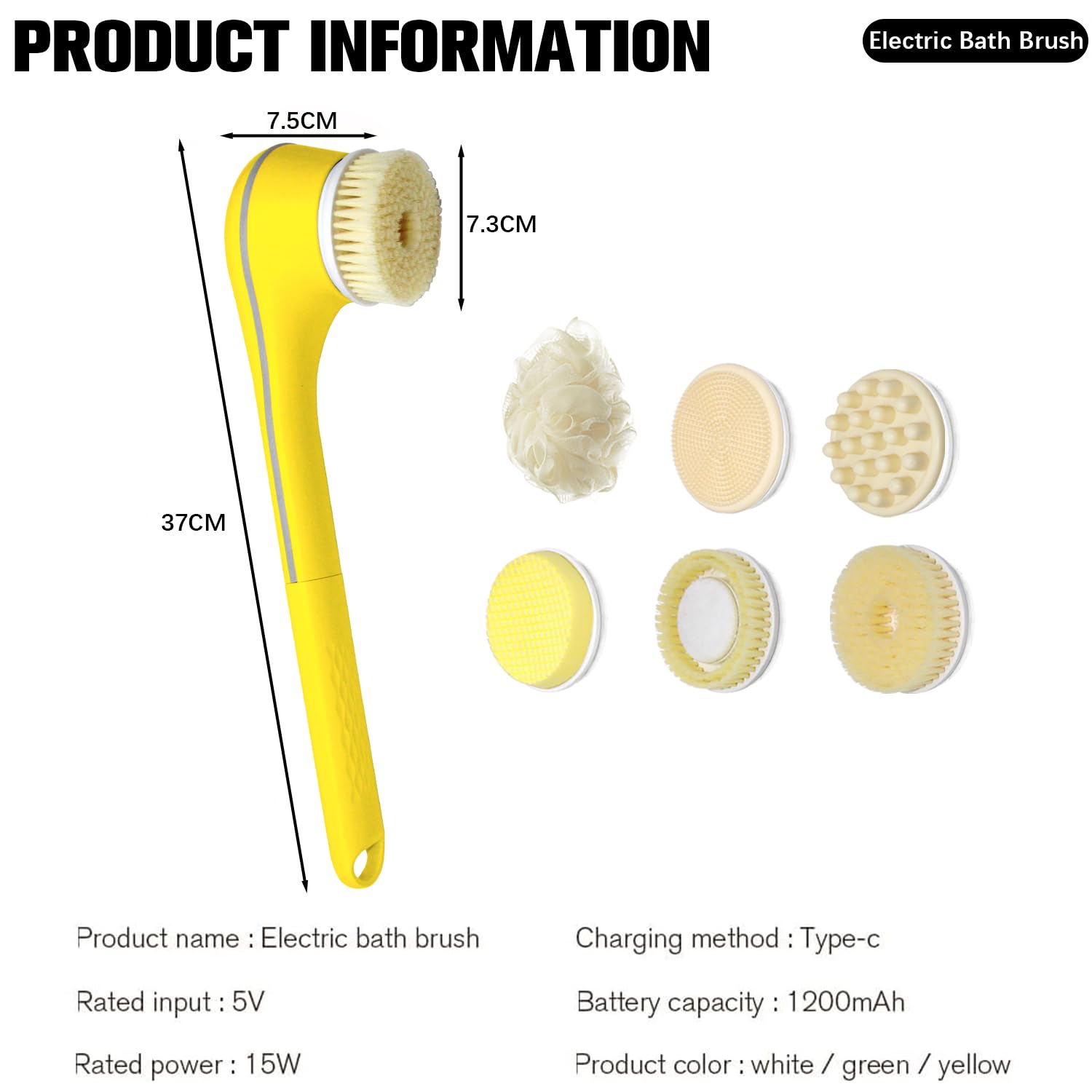 IPX7 waterproof Generic Electric Body Brush Set for shower use