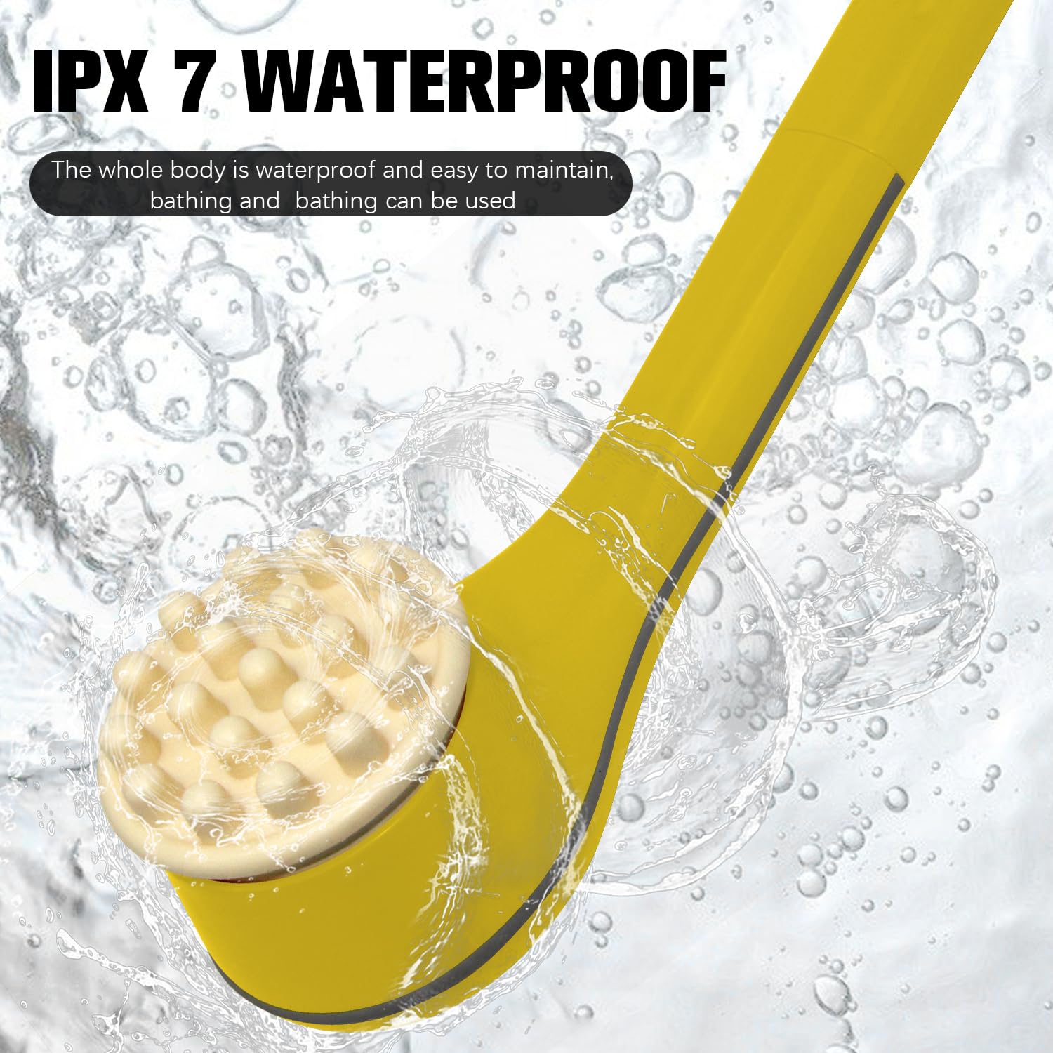 Long ergonomic handle of Generic Electric Body Brush Set for hard-to-reach areas