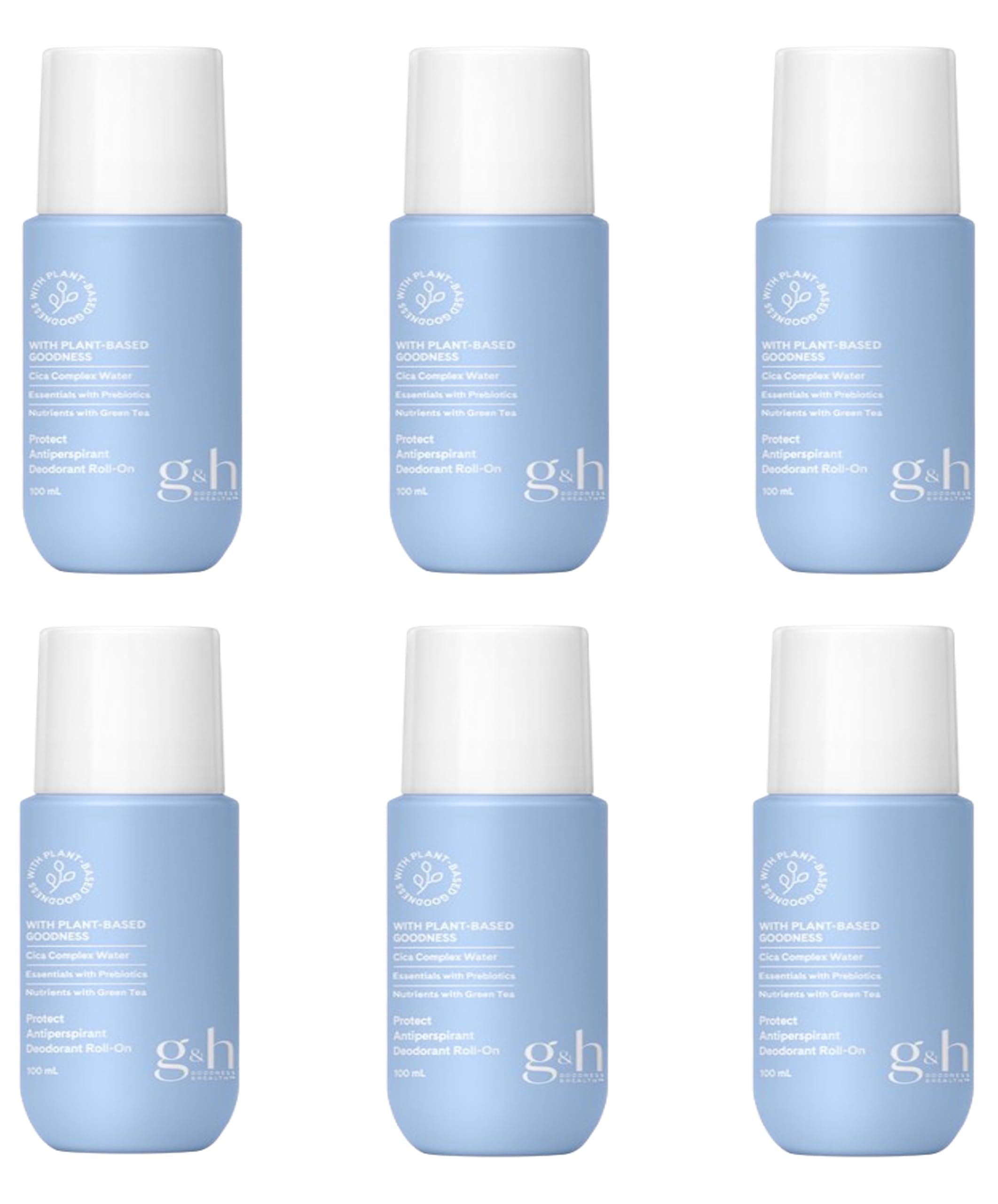 Generic G&H Protect roll-on deodorant bottle front with fresh scent and quick-drying formula.