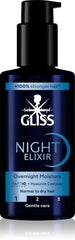 Generic Gliss Night Elixir bottle-pour demonstrates easy nightly application for nourished-looking hair.