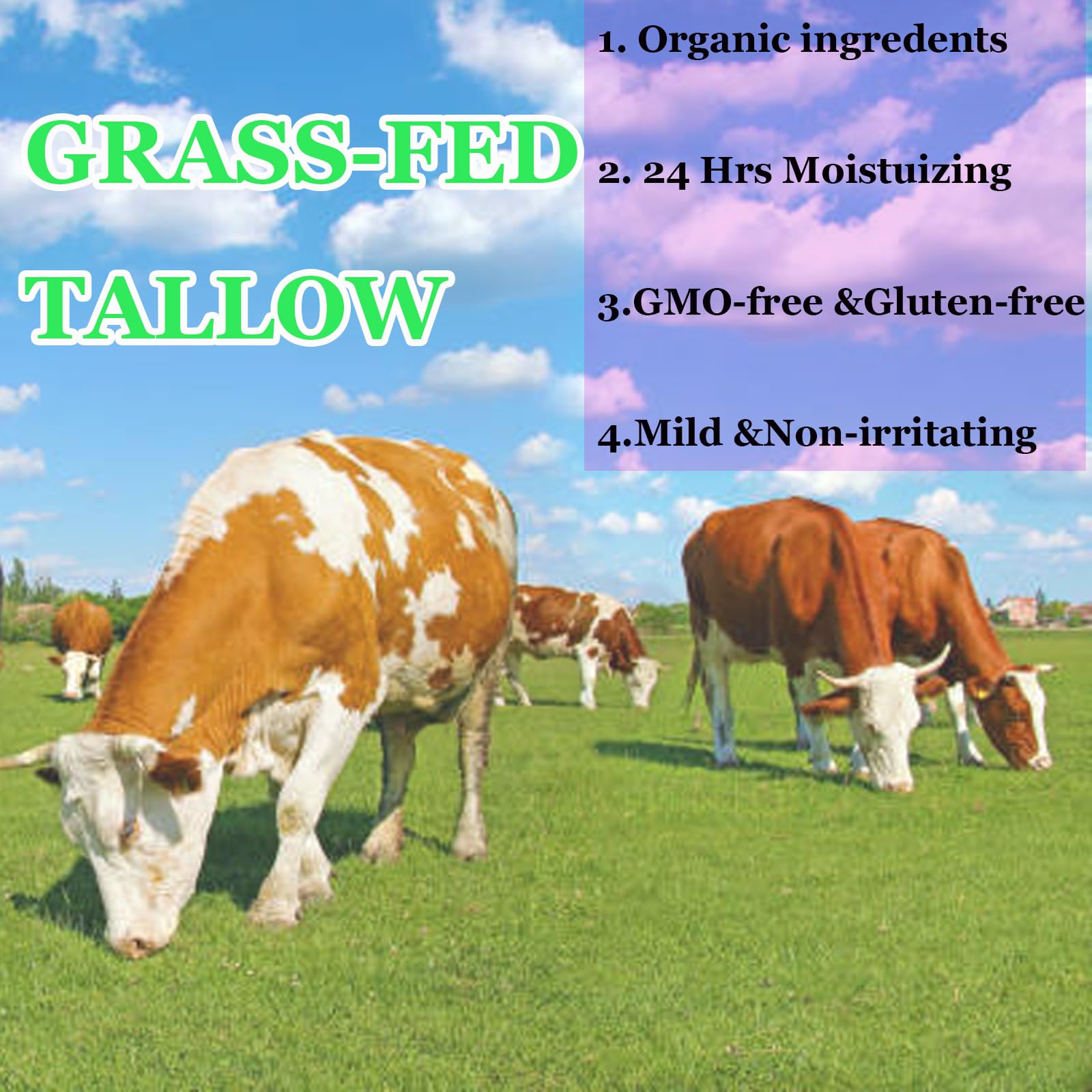 Close-up texture of Generic Grass-fed Beef Tallow Cream showing non-greasy finish