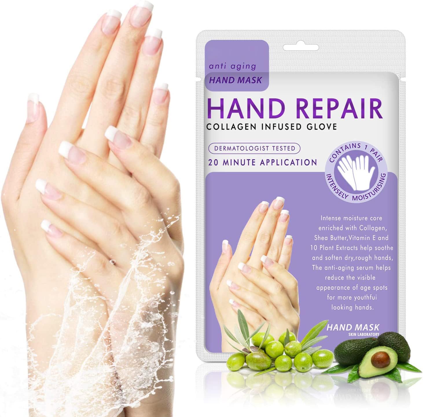 Generic Lavender Hand Mask pack ingredients visible and ready to use