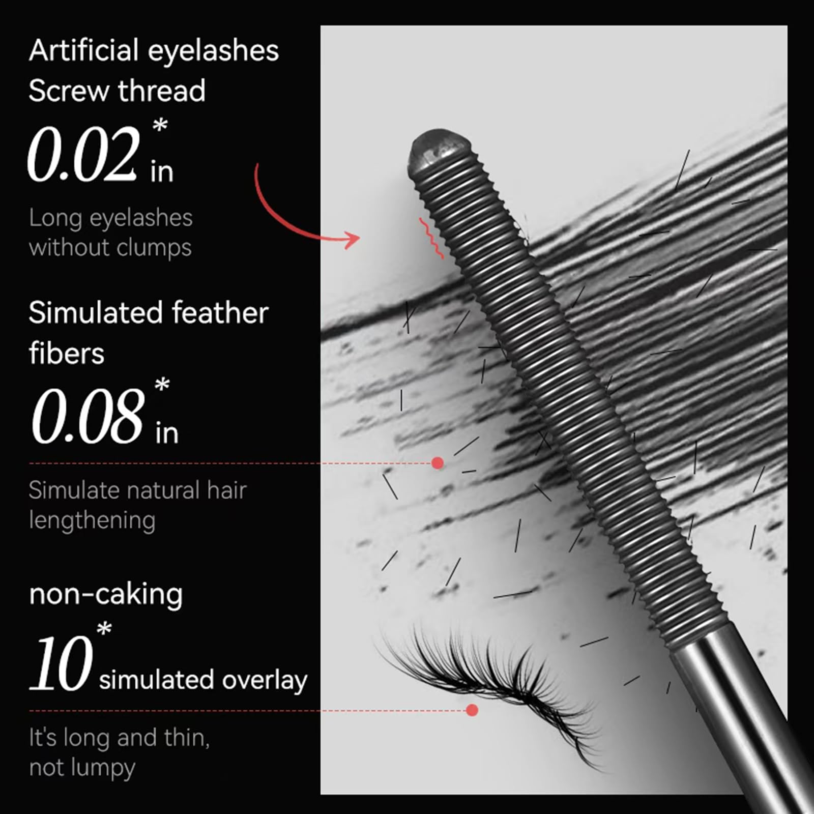 Generic Iron Wand Mascara no flaking keeps lashes clean and neat all day.