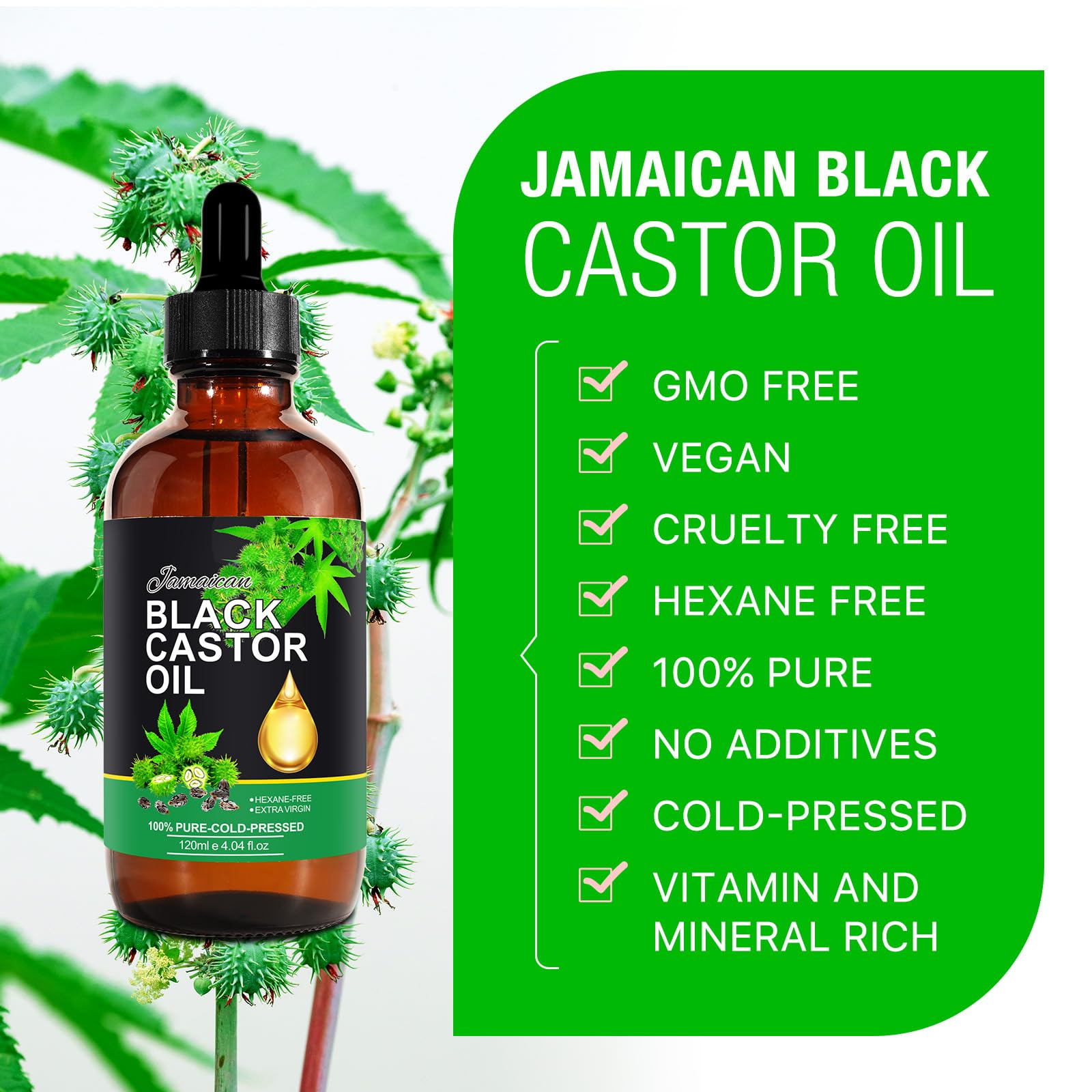 Generic Jamaican Black Castor Oil scalp application ready for nourishing hair.