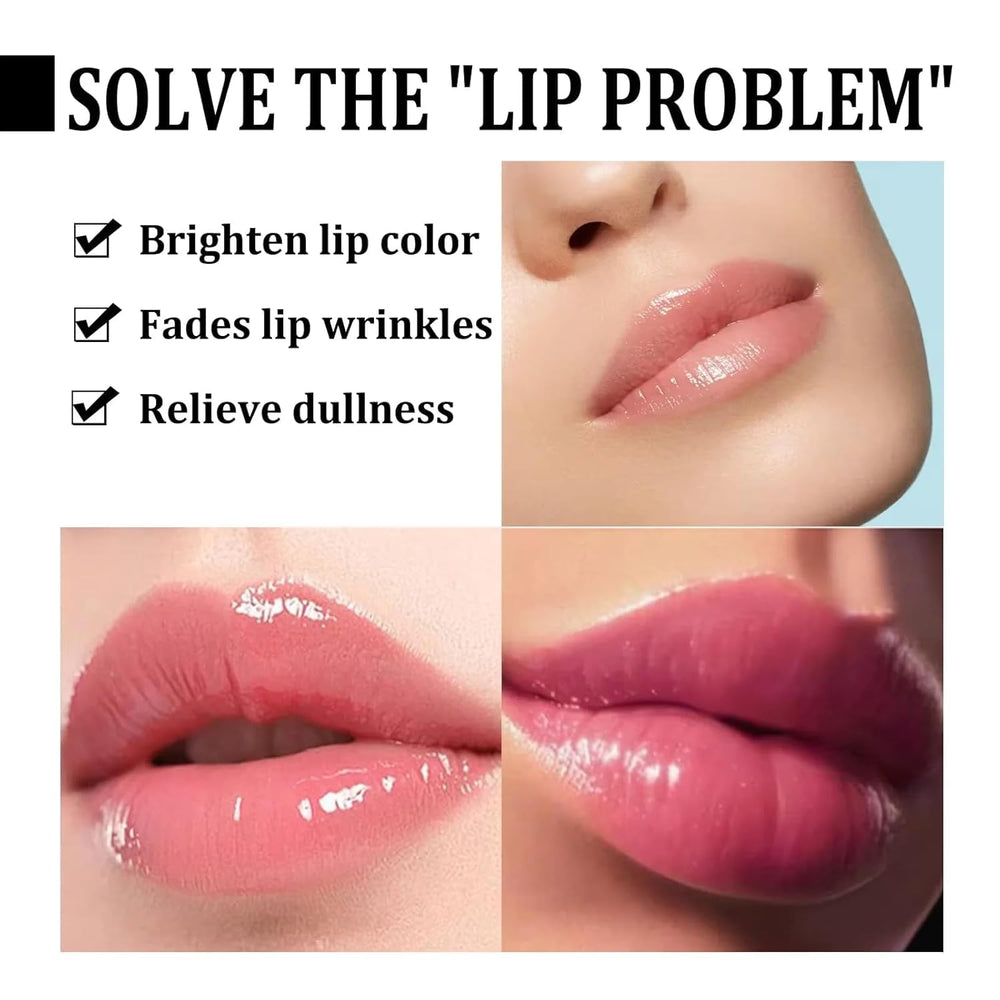 Generic Lip Lightening Scrub Balm before-after view shows brighter, healthier lip tone.