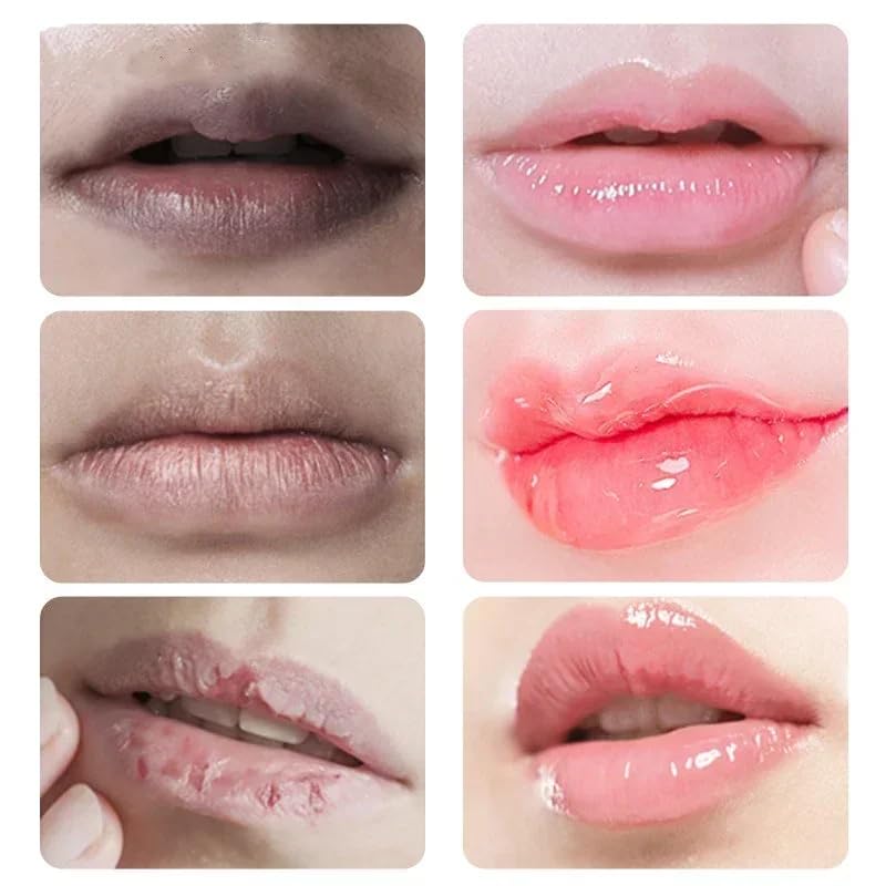 Generic Lip Lightening Scrub Balm visual of stain reduction with nicotine marks fading.