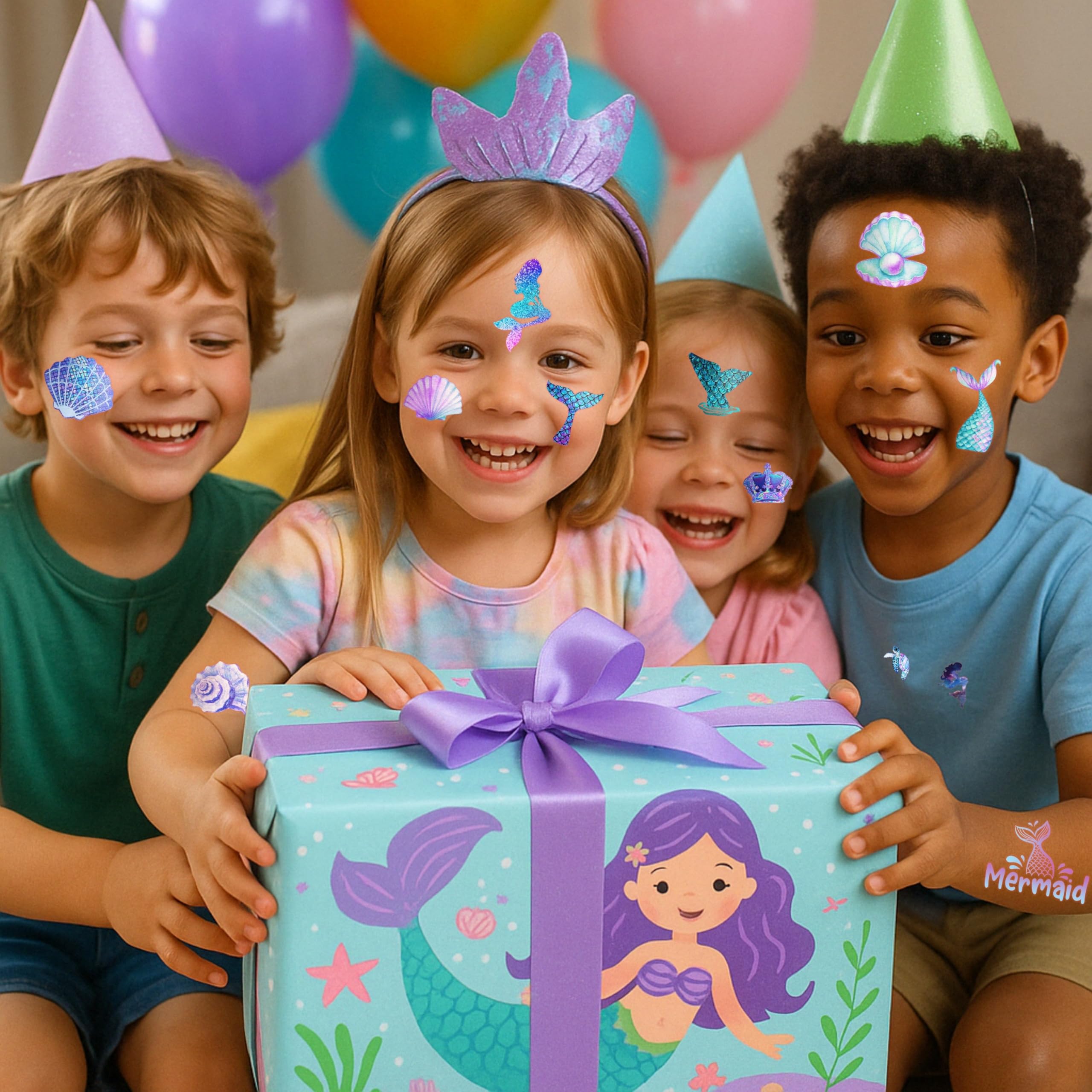 Generic Mermaid Designs Tattoos: colorful mermaid motifs for playful ocean party crafts.