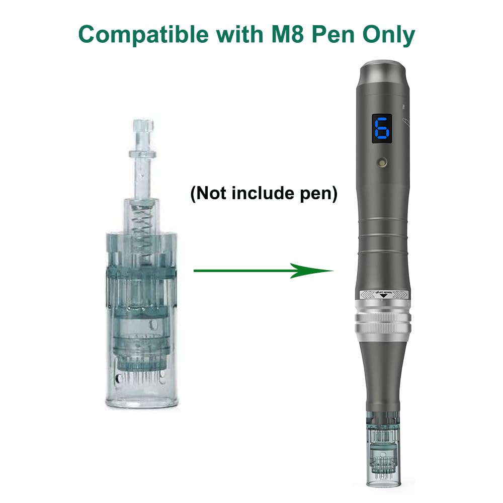 Dr Pen M8 cartridge needle close-up ready for at-home use.