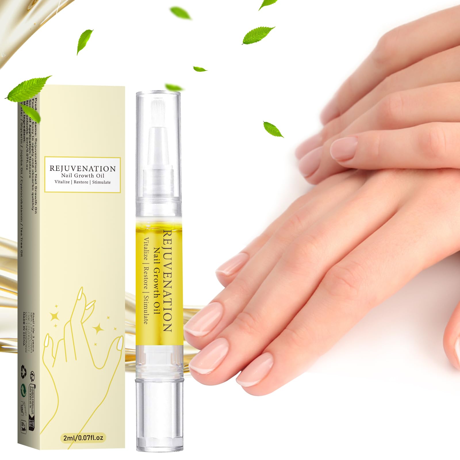 Close-up of cuticles and nails nourished by Generic Rejuvenation Nail Growth Oil.