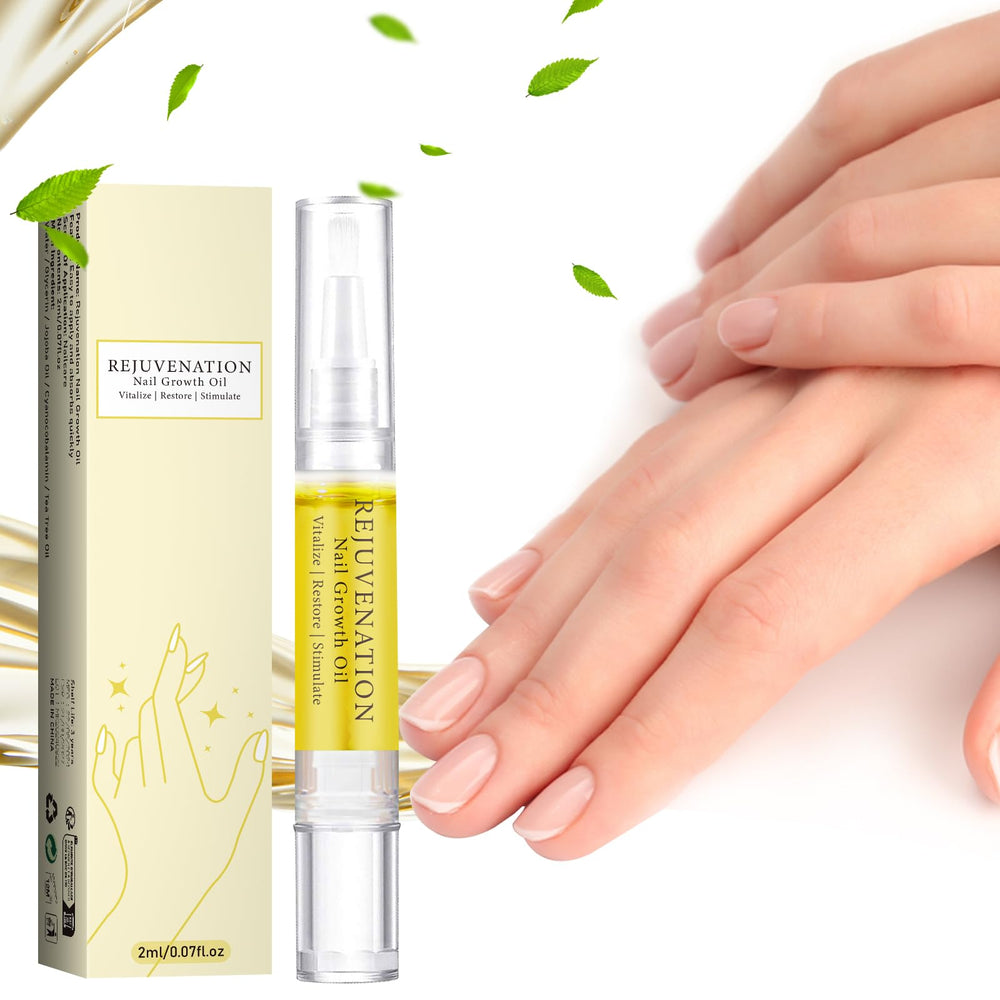 Close-up of cuticles and nails nourished by Generic Rejuvenation Nail Growth Oil.