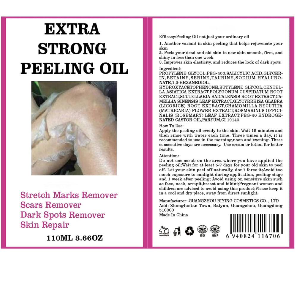 Generic peeling oil on a bathroom counter ready for weekly routine