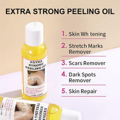 Generic peeling oil application on hand indicating body-friendly exfoliation