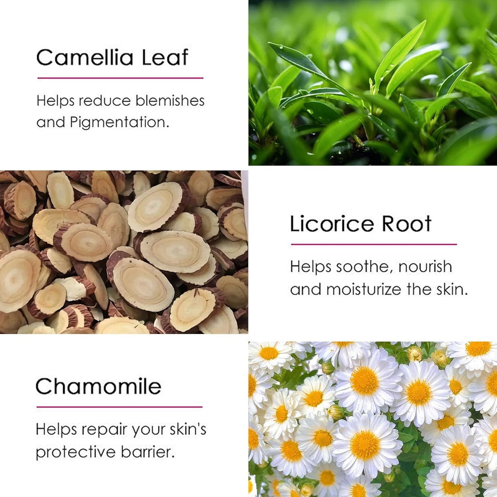 Generic peeling oil with chamomile and licorice ingredients highlighted