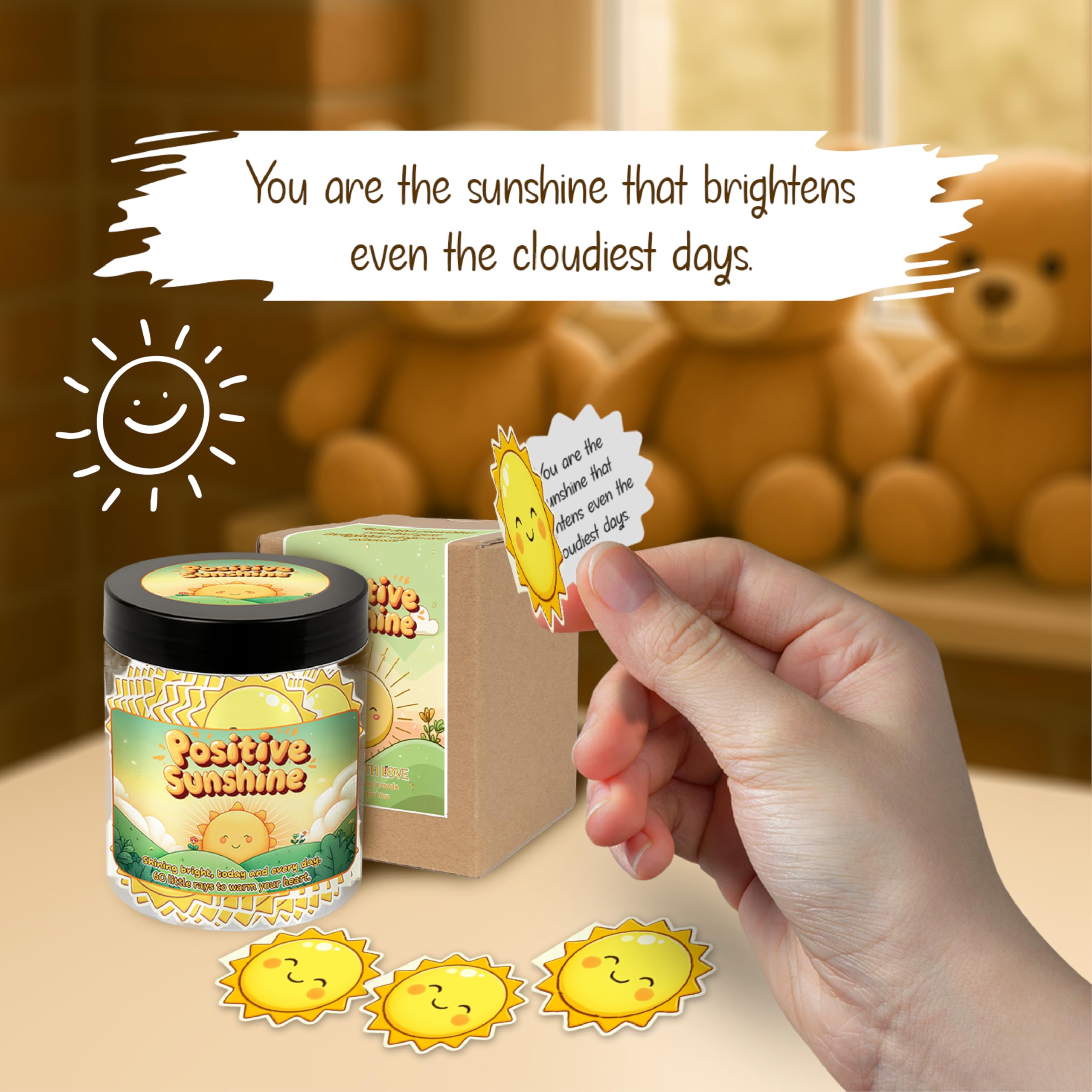 Gift-ready presentation of the Generic Positive Sunshine Jar for celebrations.
