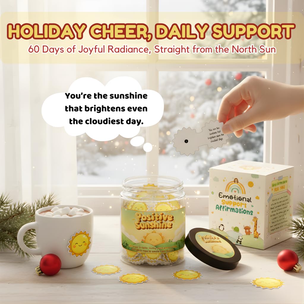 Generic Positive Sunshine Jar 60-card set laid out to highlight mood-boosting affirmations and bright artwork.