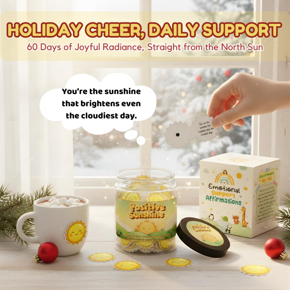 Generic Positive Sunshine Jar 60-card set laid out to highlight mood-boosting affirmations and bright artwork.