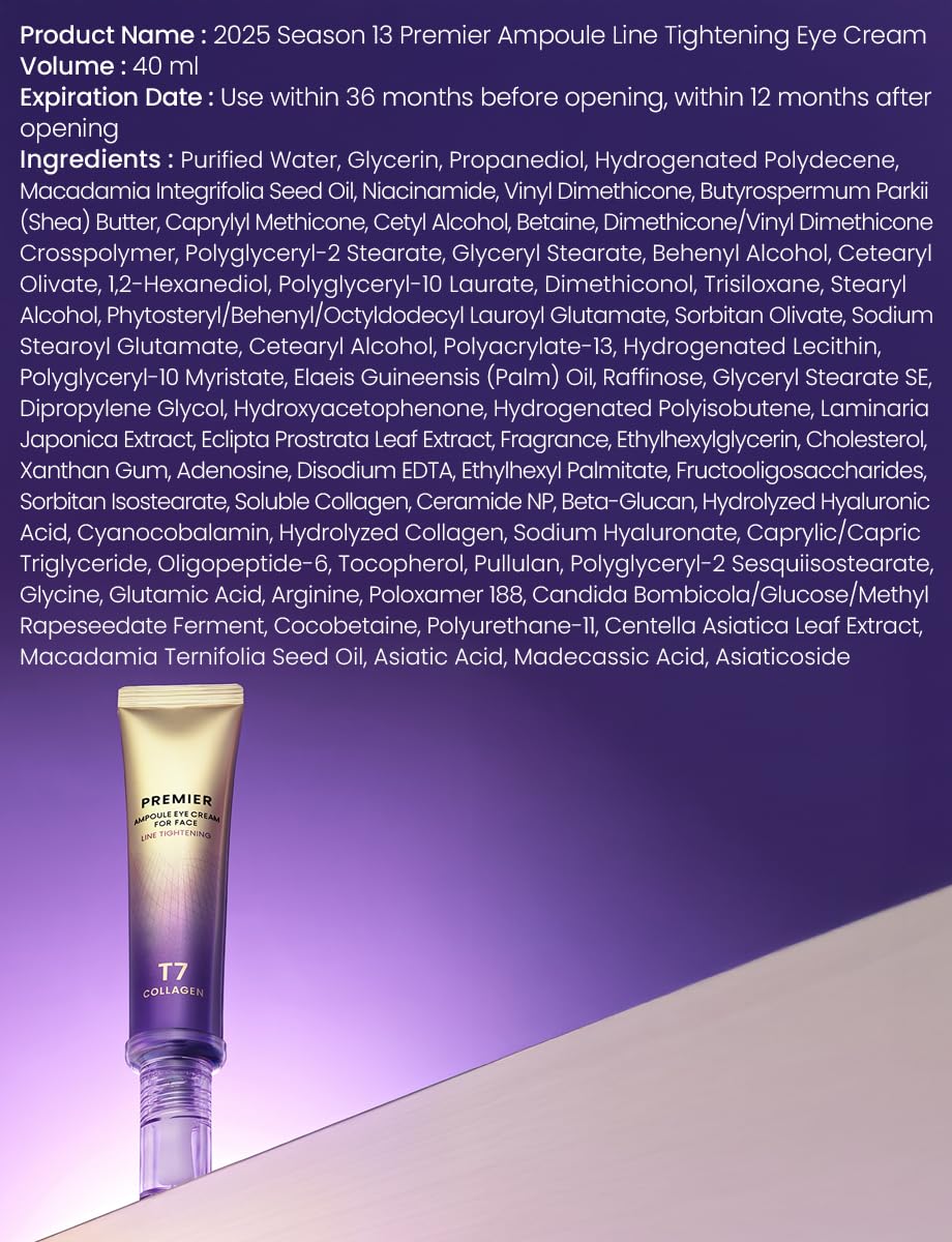 Generic Premier Ampoule Eye Cream tube display emphasizes convenient daily-use packaging.