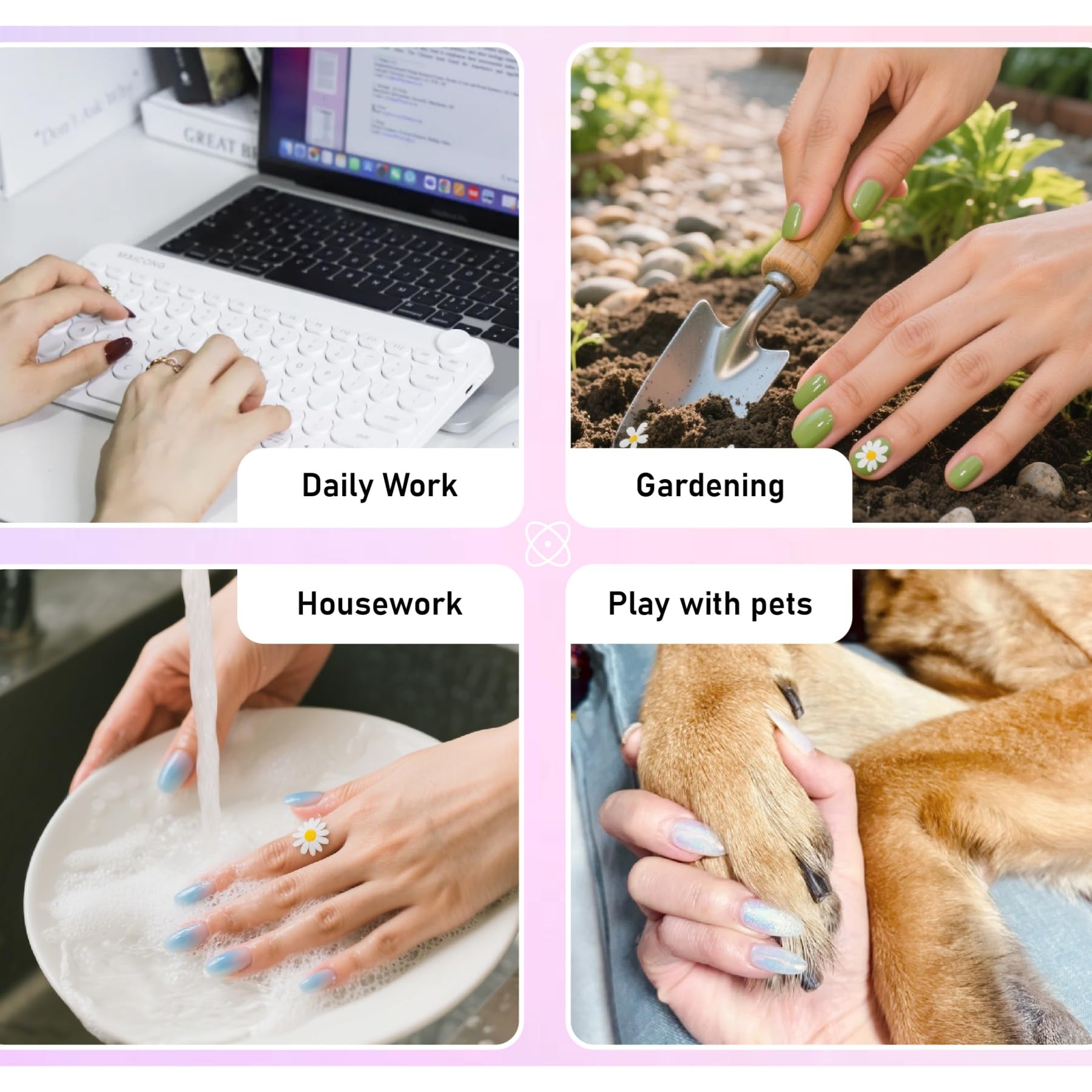 Compact packaging displaying the complete press-on nail kit