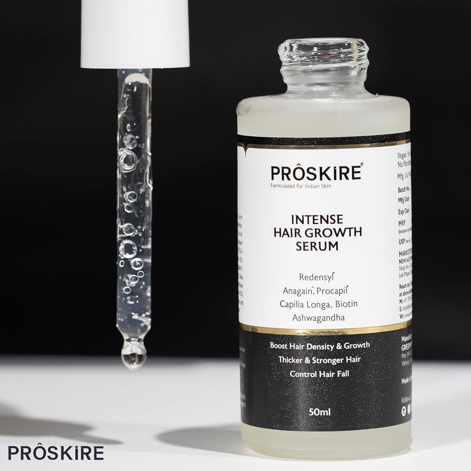 Generic Pro-skir-e night-application scene suggests overnight scalp nourishment.