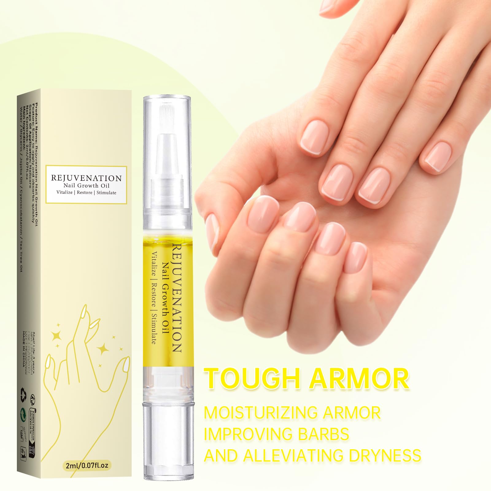 Generic Rejuvenation Nail Growth Oil delivers durable shine on nails.