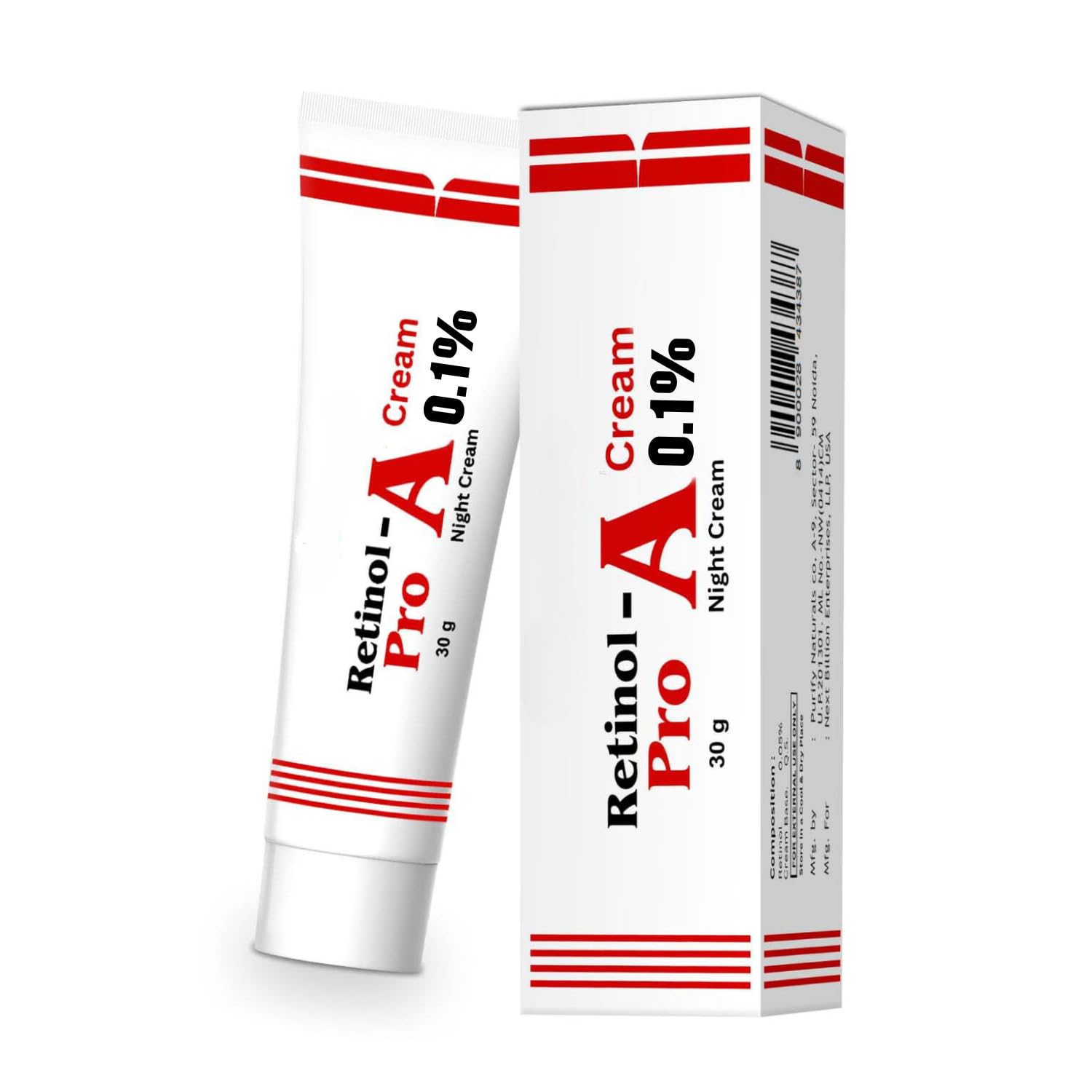 Generic Retinol Pro Night Cream 0.1 jar-front, lightweight moisturization that smooths texture.