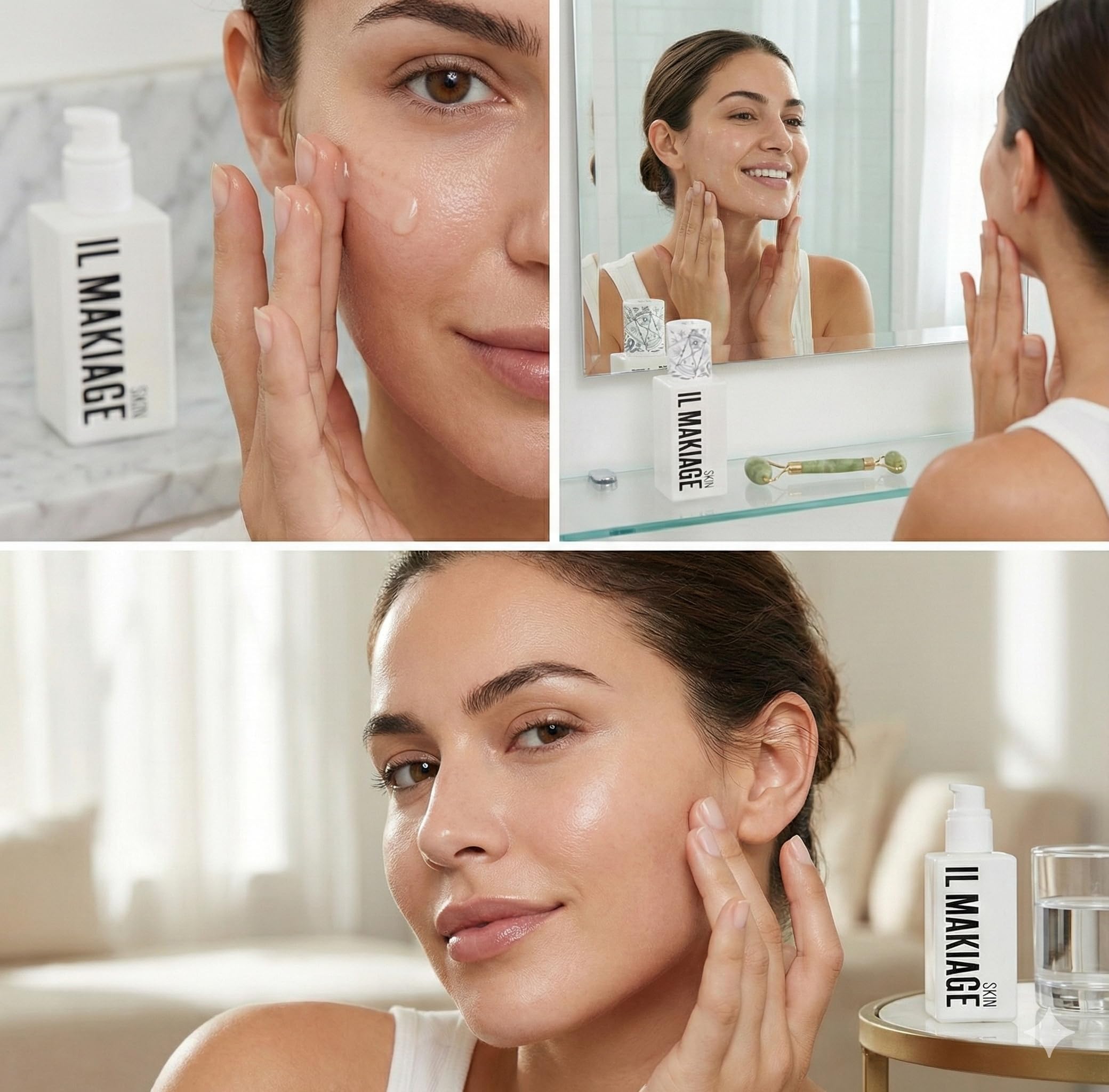Generic skincare routine with serum ready for morning and evening use.