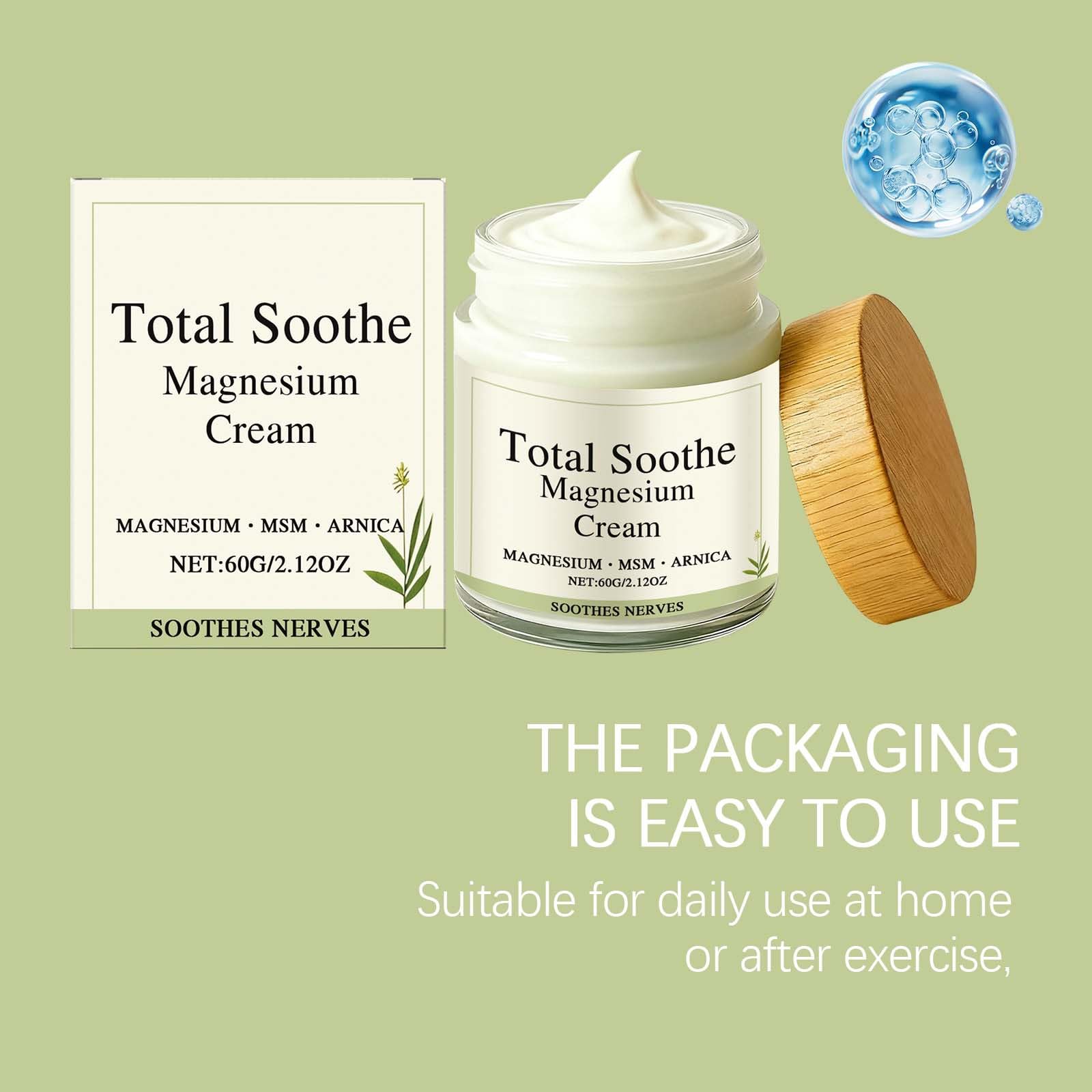 Generic Total Soothe Magnesium Cream packaging highlighting 2.12 oz size.