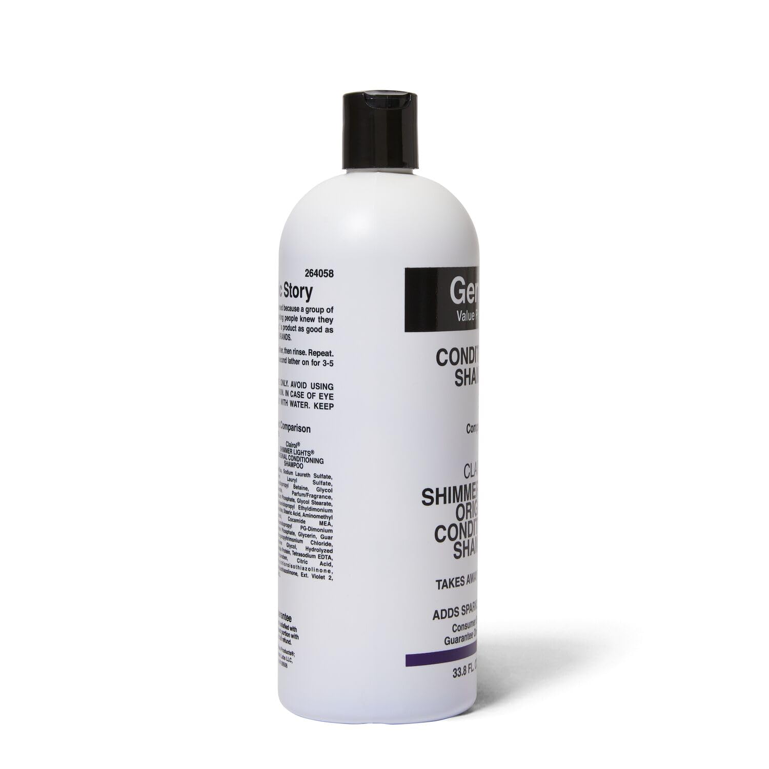 Generic Value Products Conditioning Purple Shampoo demonstrating brass-toning on faded blonde highlights