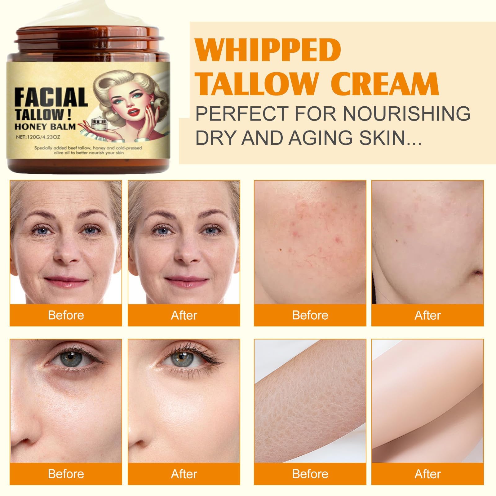 Generic Original Beef Tallow Balm absorbs quickly on skin, leaving it hydrated and smooth