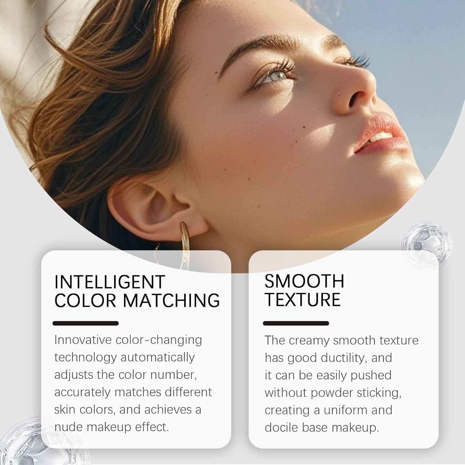Generic XngQuJoy Cream Stick V White color-change swatch demonstrates skin-matching tint.