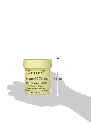 Genes Vitamin E Creme Swiss collagen complex closeup emphasizing nourishing texture for daily skin care