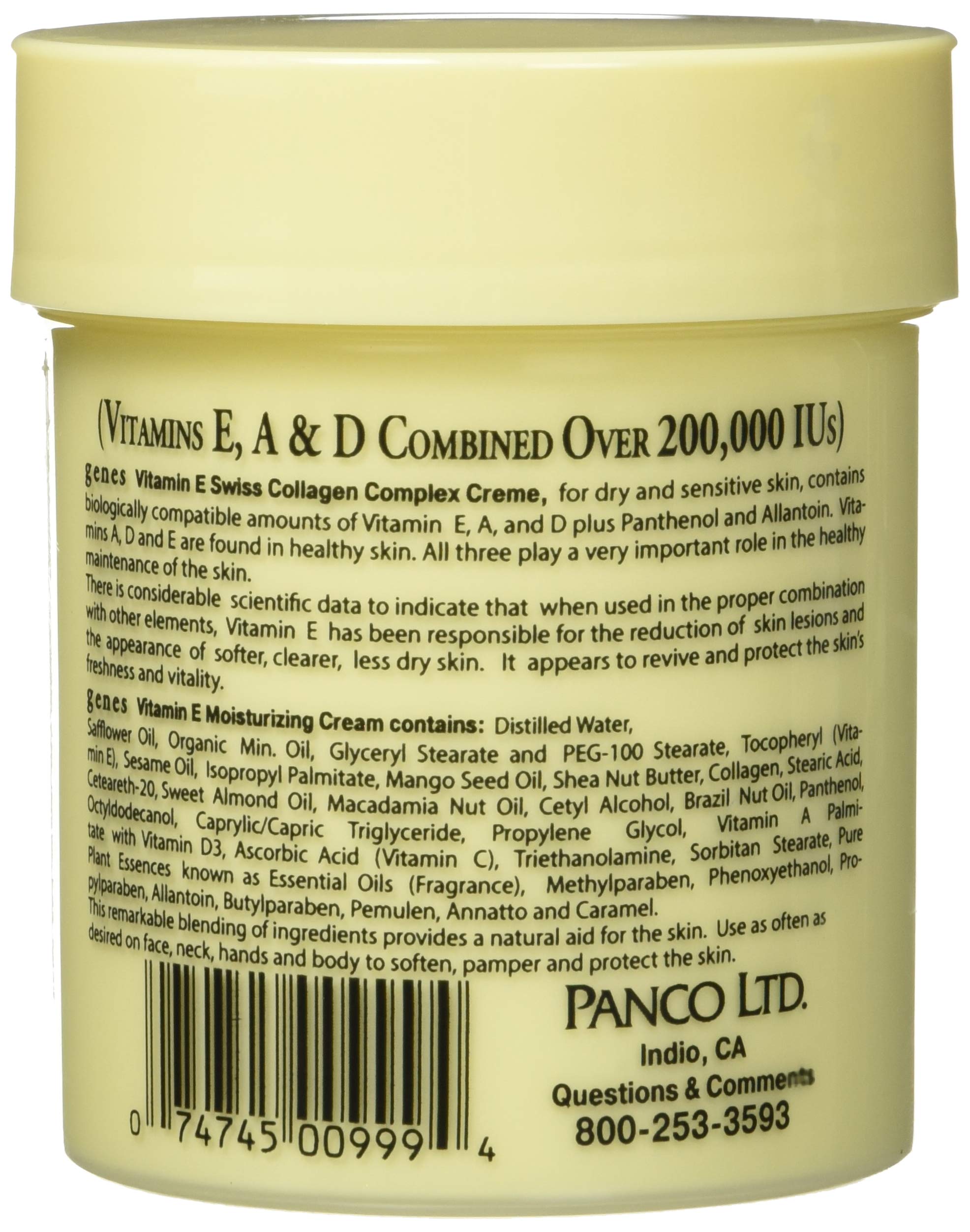 Genes Vitamin E Creme texture closeup showing creamy hydrating formula for sensitive skin