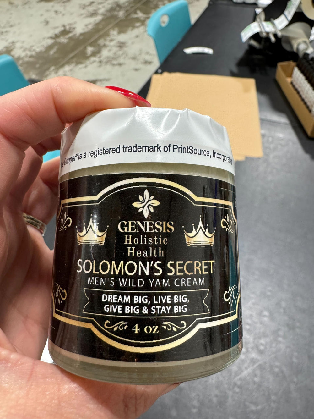 Genesis Holistic Health Solomon's Secret post-workout application shows quick absorption and non-greasy finish.