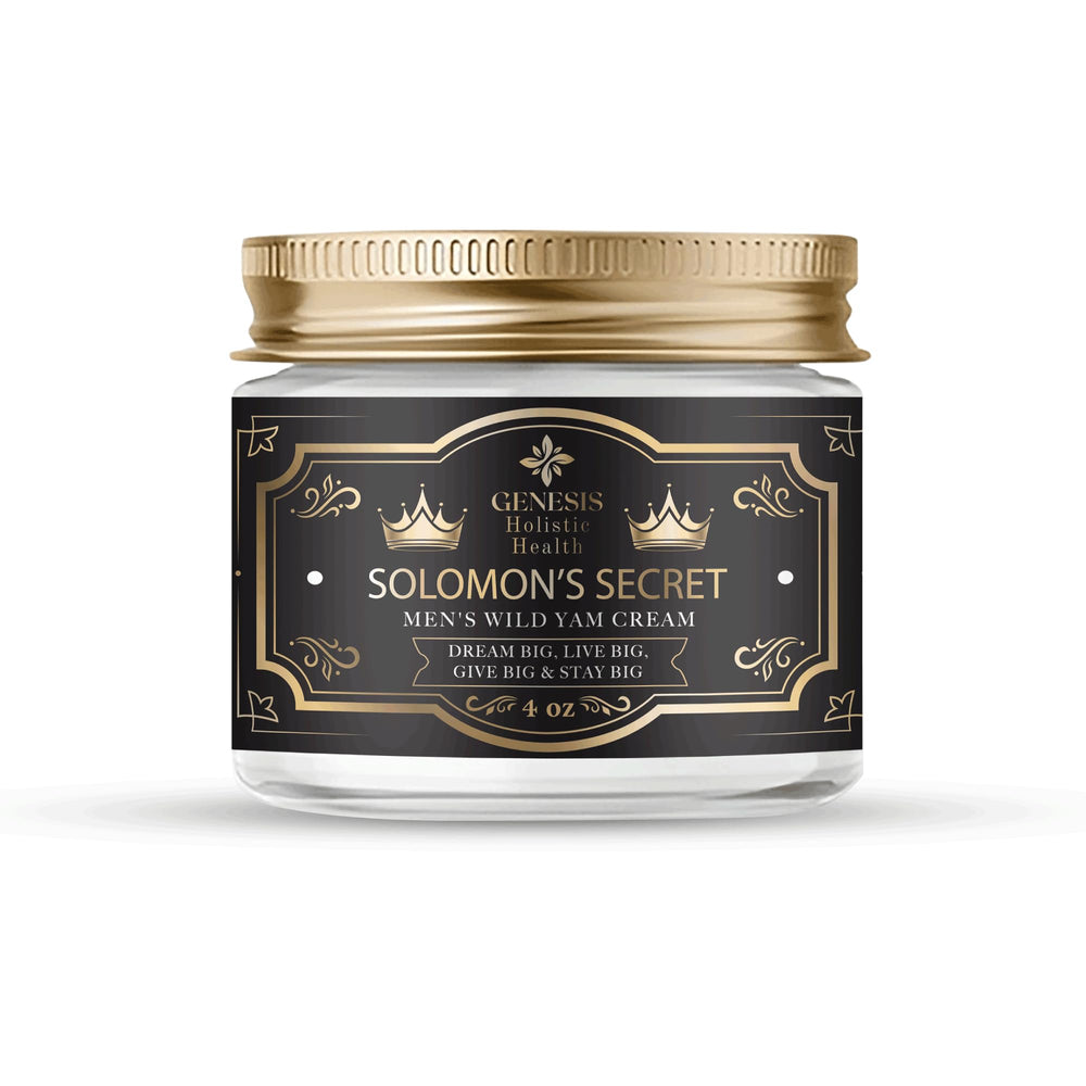 Genesis Holistic Health Solomon's Secret Wild Yam Cream jar demonstrates daily hydration and natural vitality.