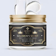 Genesis Holistic Health Solomon's Secret wild yam ingredient shot highlights chaste berry and red clover benefits.