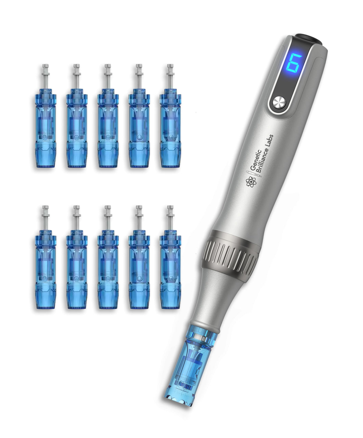 Genetic Brilliance Labs wireless cosmetic pen for the face, enhancing gentle treatment and absorption.