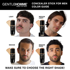 Gentlehomme concealer stick addressing blemishes and uneven texture on skin.