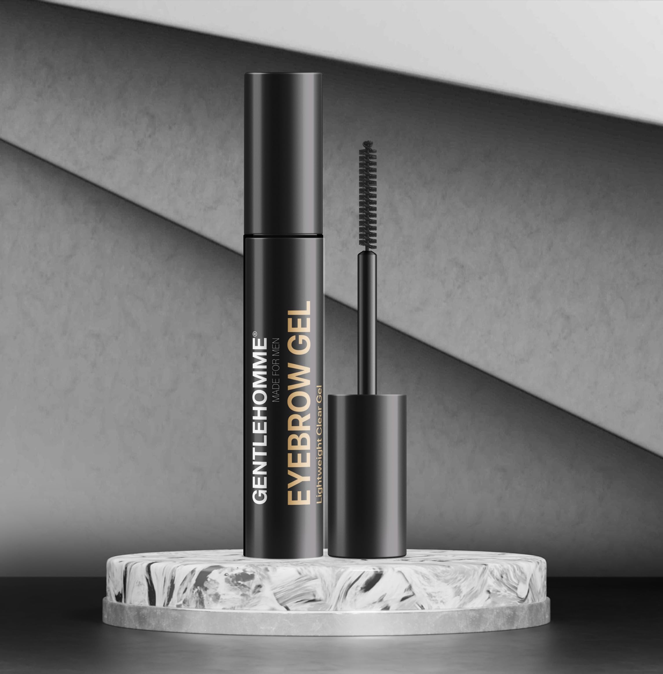 Gentlehomme Eyebrow Gel close-up shows clear formula for natural look.