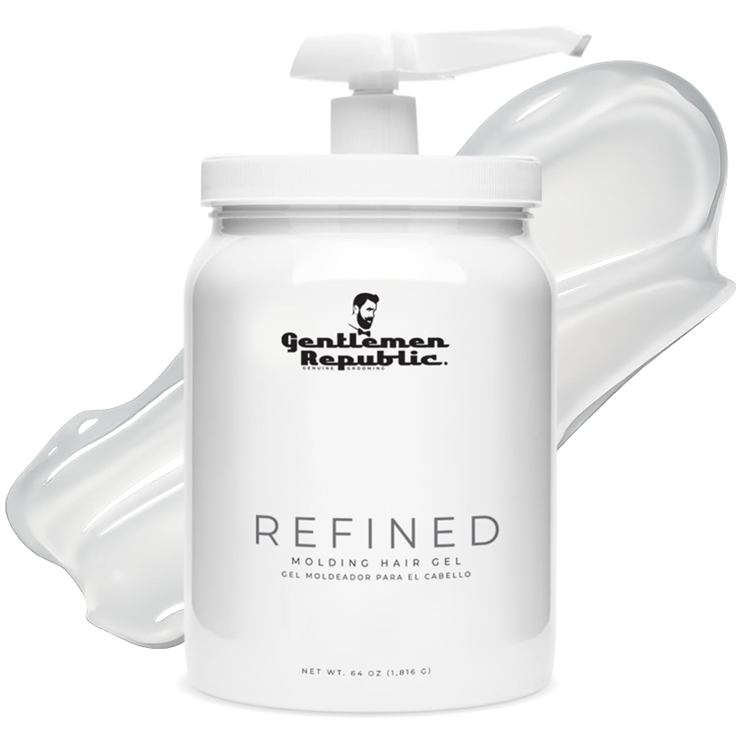 Gentlemen Republic 64oz pump bottle enables mess-free daily grooming.