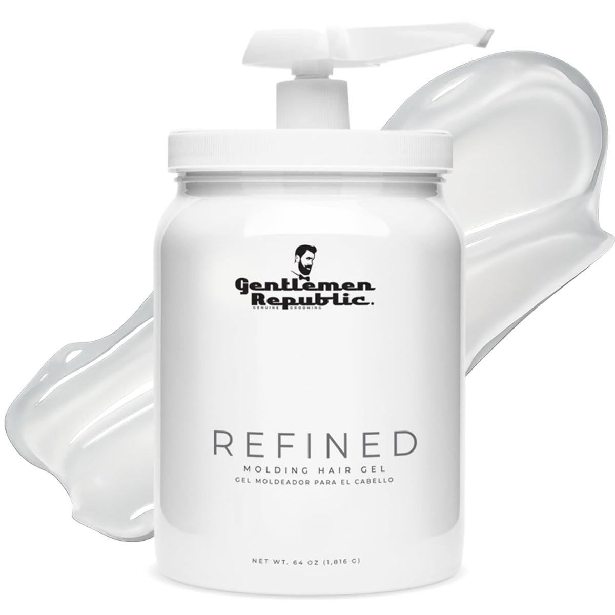 Gentlemen Republic 64oz pump bottle enables mess-free daily grooming.