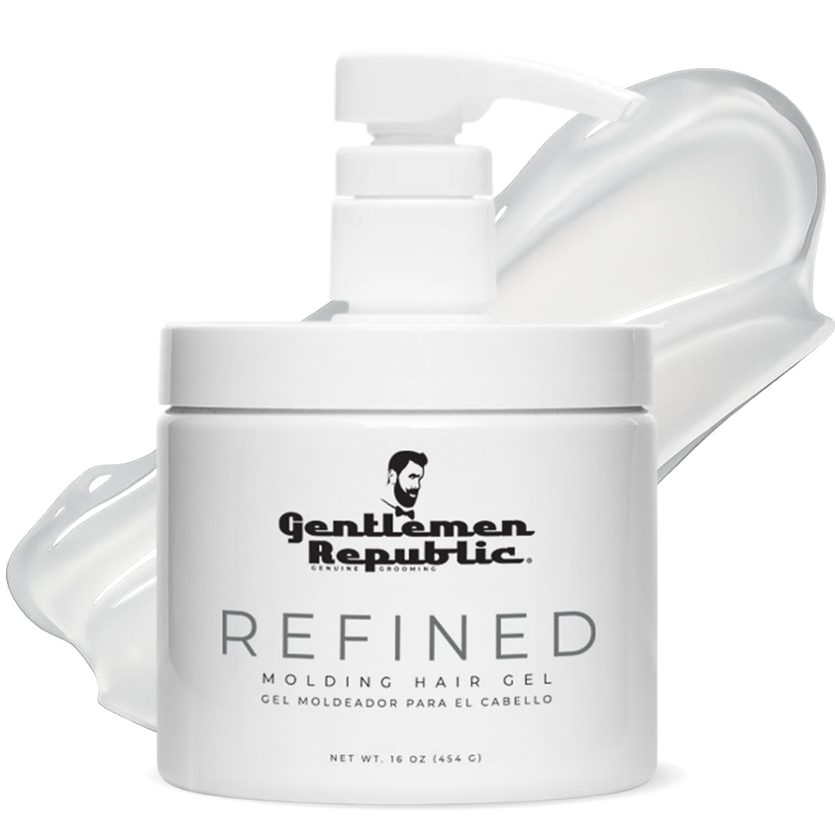 Gentlemen Republic Refined Hair Gel bottle pump for long-lasting, flexible styling.