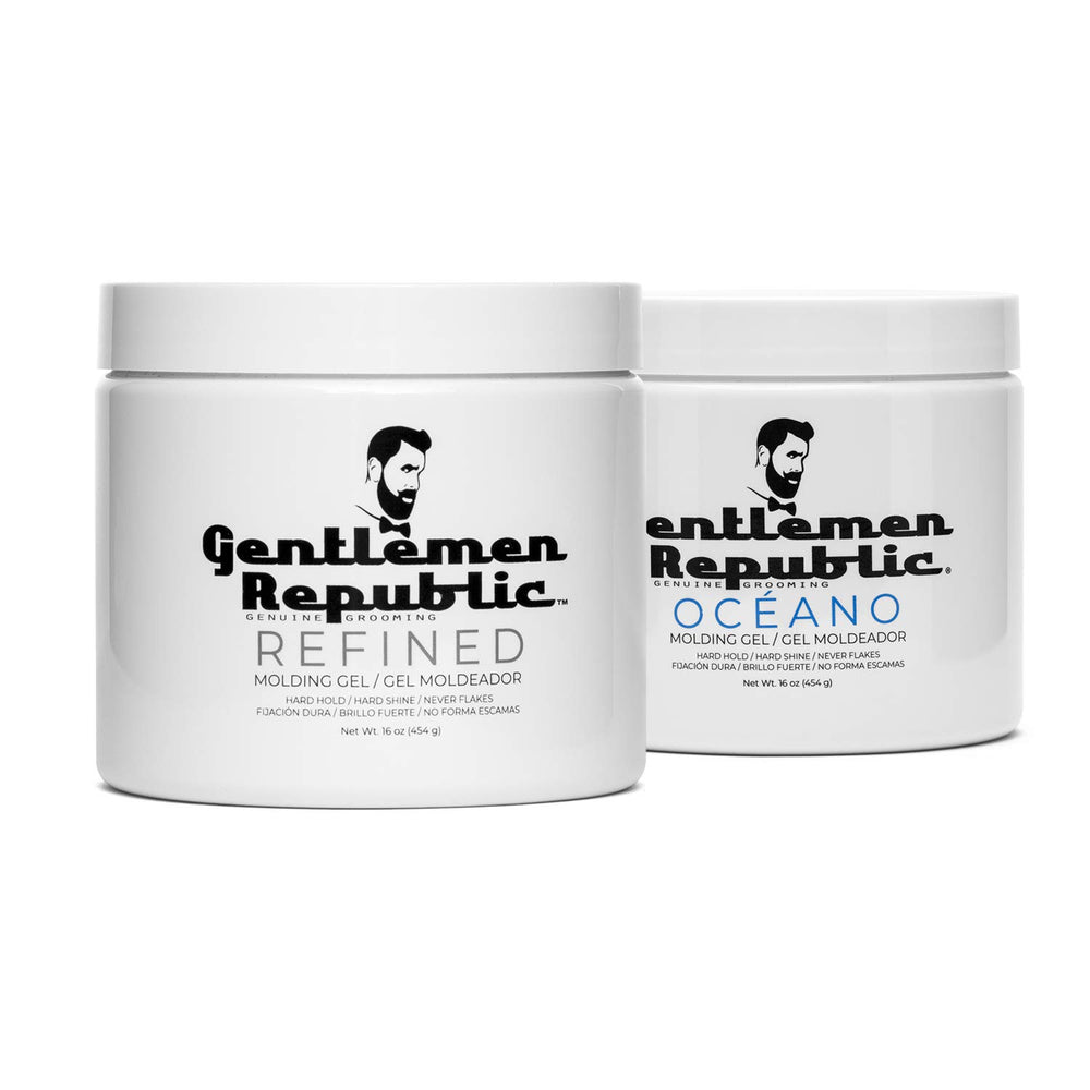 Gentlemen Republic Refined Hair Gel bottle with high hold and shine.