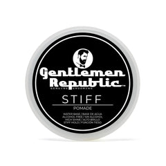 Gentlemen Republic Stiff Pomade bottle shows premium packaging and lasting shine